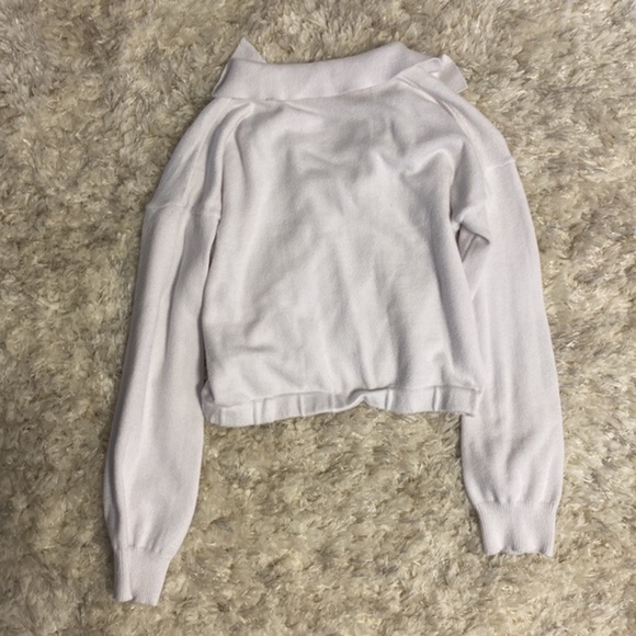 F21 Polo Rugby Collar sweater Open V neck Women's  Large White - Picture 4 of 4